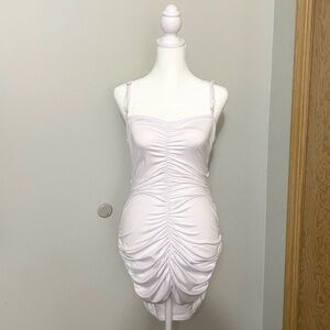 🔺SOLD🔻Ruched Bodycon White Mini Dress